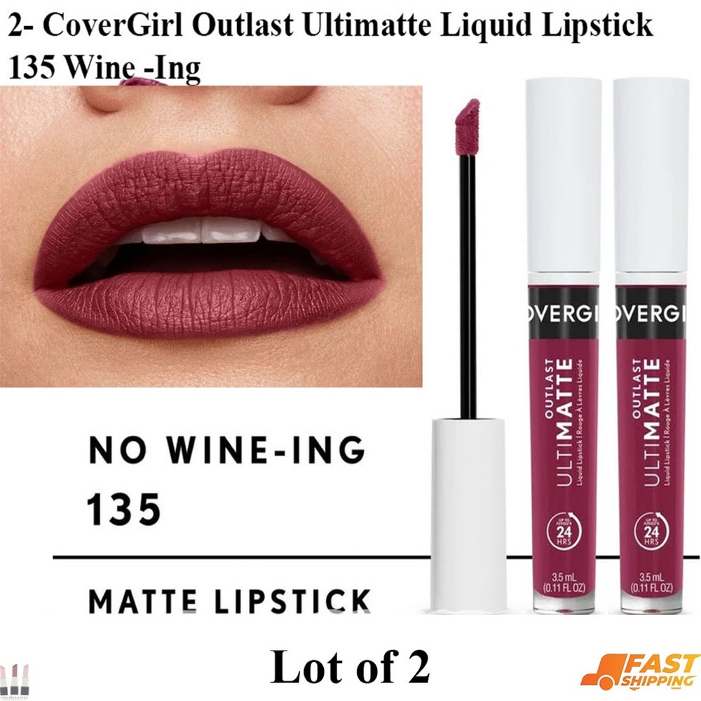 2pk: COVERGIRL Outlast Ultimate Liquid Matte Lipstick – Wine 135 (Deep Berry)